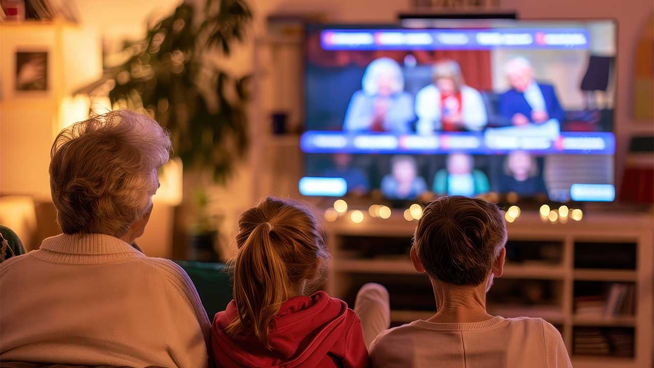 Family watches election results on TV